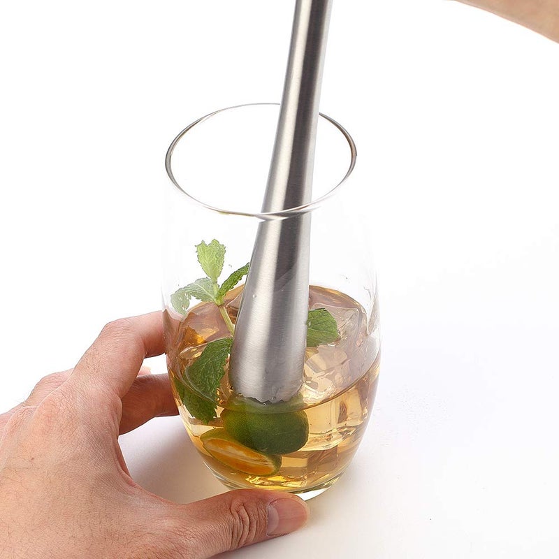 JXS 10" 255MM Stainless Steel Sturdy Cocktail Muddler, Professional Well Made Dishwasher Safe Muddler Bar Tool - Image 2